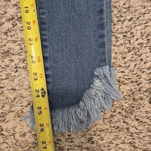 Just Black Denim Flex Waist Mid Rise Jeans with Fringe Ankles Hems Size 24 - Picture 11 of 15